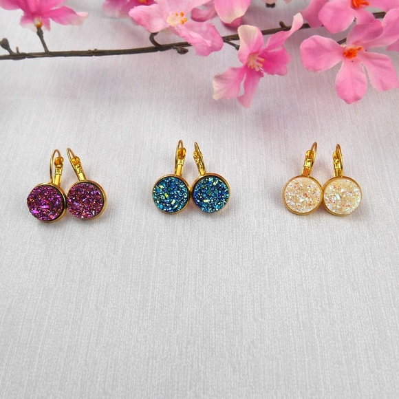 🆕️ Druzy French Hook Earrings - Picture 3 of 8